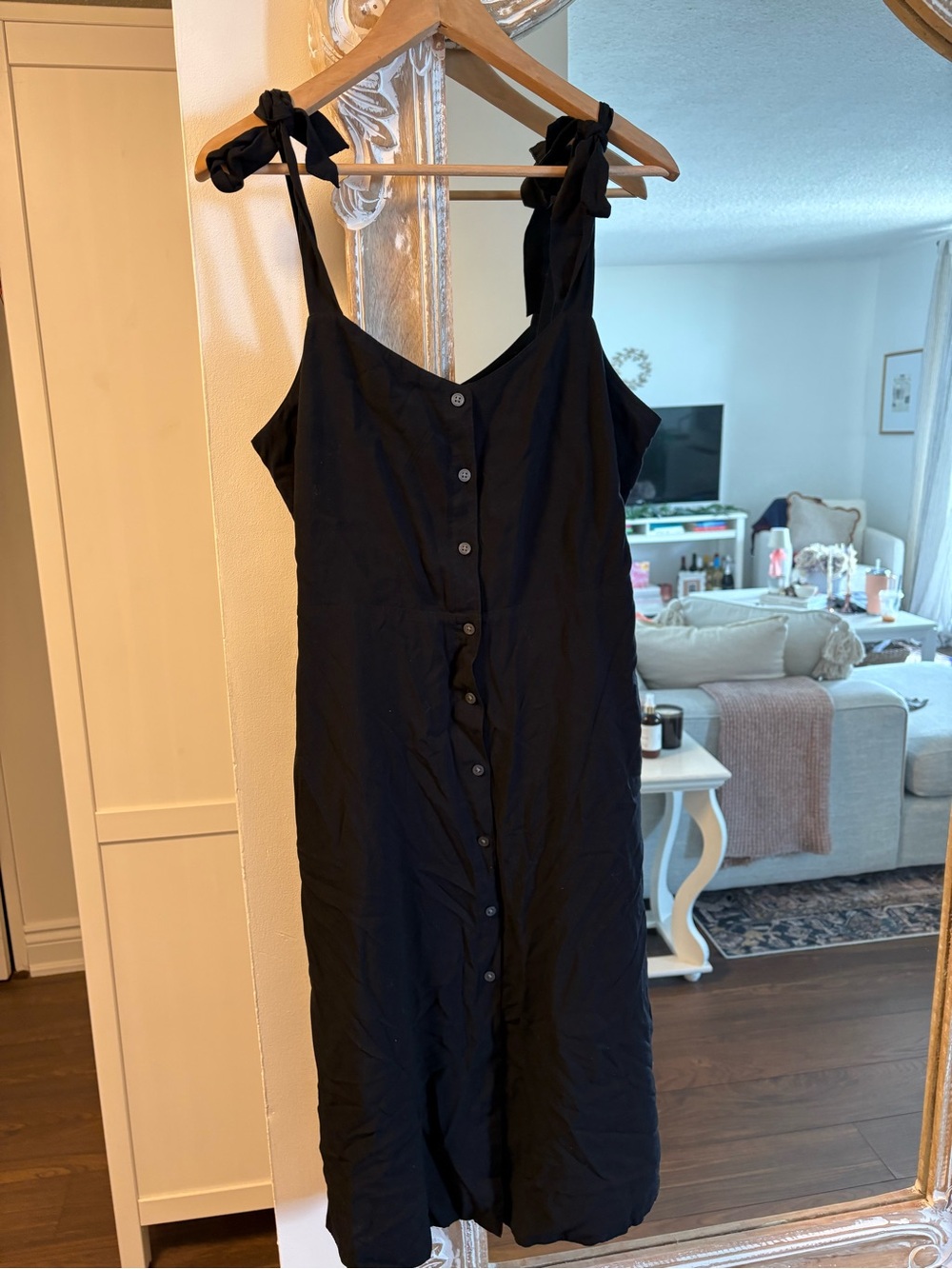 GAP black Button-Up Dress with tie up straps
